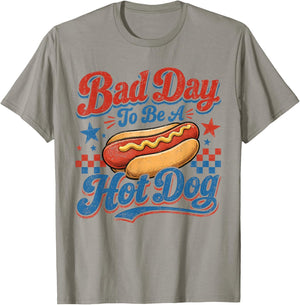 Bad Day to Be A Hot Dog Funny BBQ Grilling 4th of July T-Shirt - T-Shirt | Sand