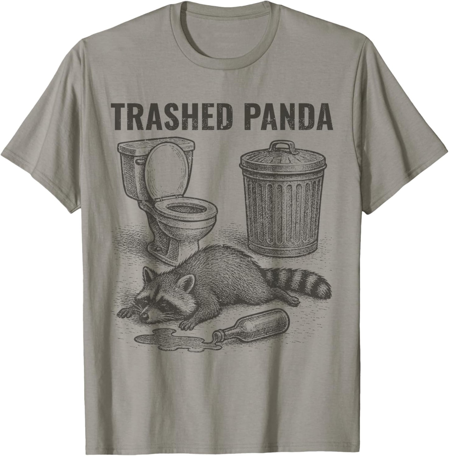 Trashed Panda Drunk Raccoon T-Shirt - T-Shirt | Sand