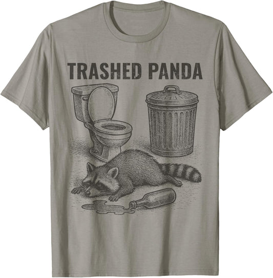 Trashed Panda Drunk Raccoon T-Shirt - T-Shirt | Sand