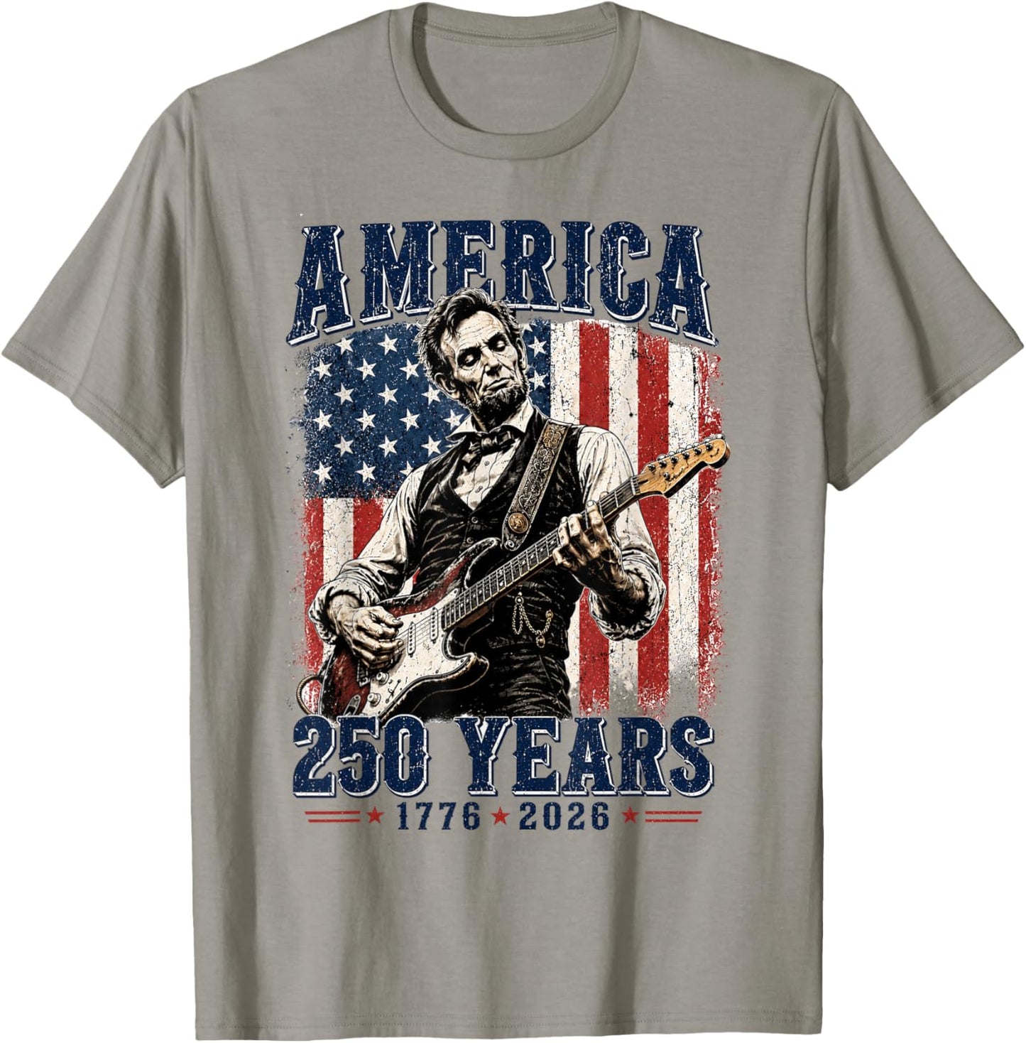 Vintage Abraham Lincoln Abe Lincoln Playing Guitar 250 Years T-Shirt - T-Shirt | Sand