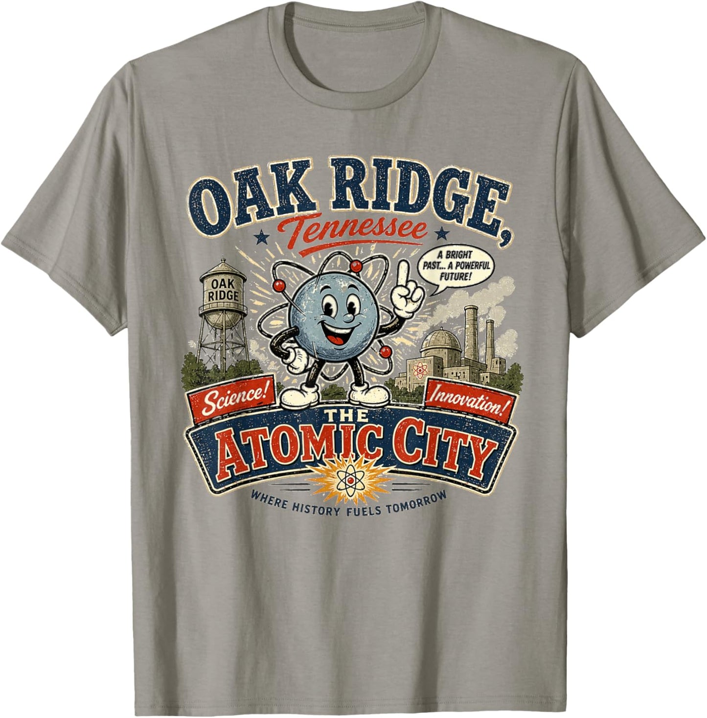 Oak Ridge, TN - The Atomic City - Vintage Mascot Logo T-Shirt - T-Shirt | Sand