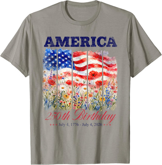 250th Birthday 250 Anniversary 250 Years USA 4th July T-Shirt - T-Shirt | Sand