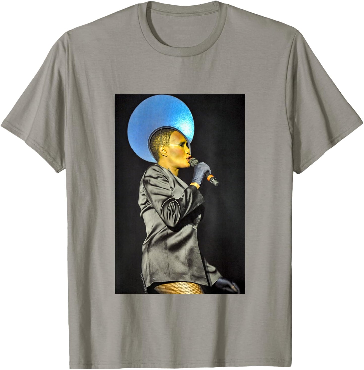 Grace Jones Blue Headdress By Everard Smith T-Shirt - T-Shirt | Sand