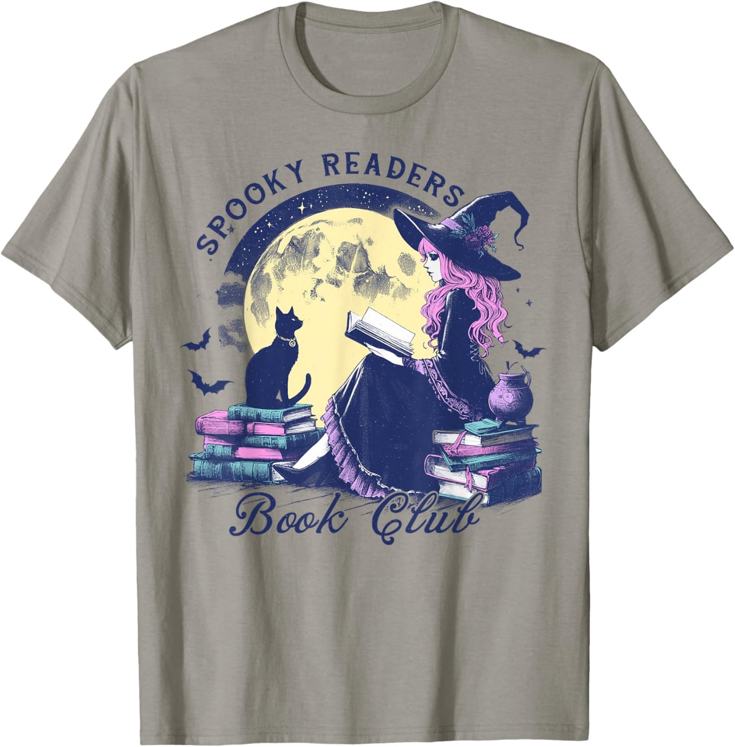 Vintage Sexy Witch Spooky Readers Book Lover Club Halloween T-Shirt - T-Shirt | Sand
