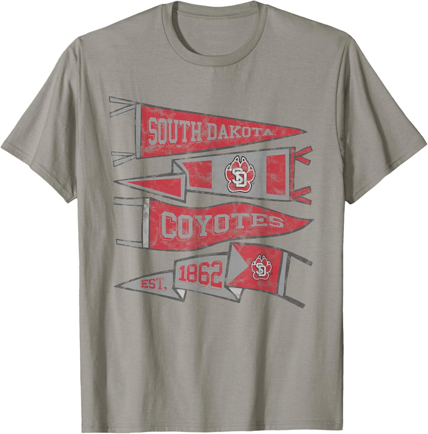 University of South Dakota USD Coyotes Distressed Pennants T-Shirt - T-Shirt | Sand