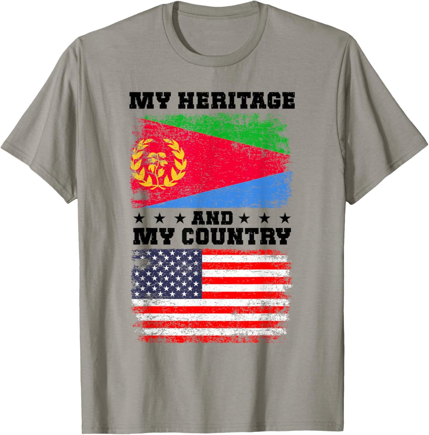 Eritrean Heritage Uniform American Outfit US Eritrea Flag T-Shirt - T-Shirt | Sand