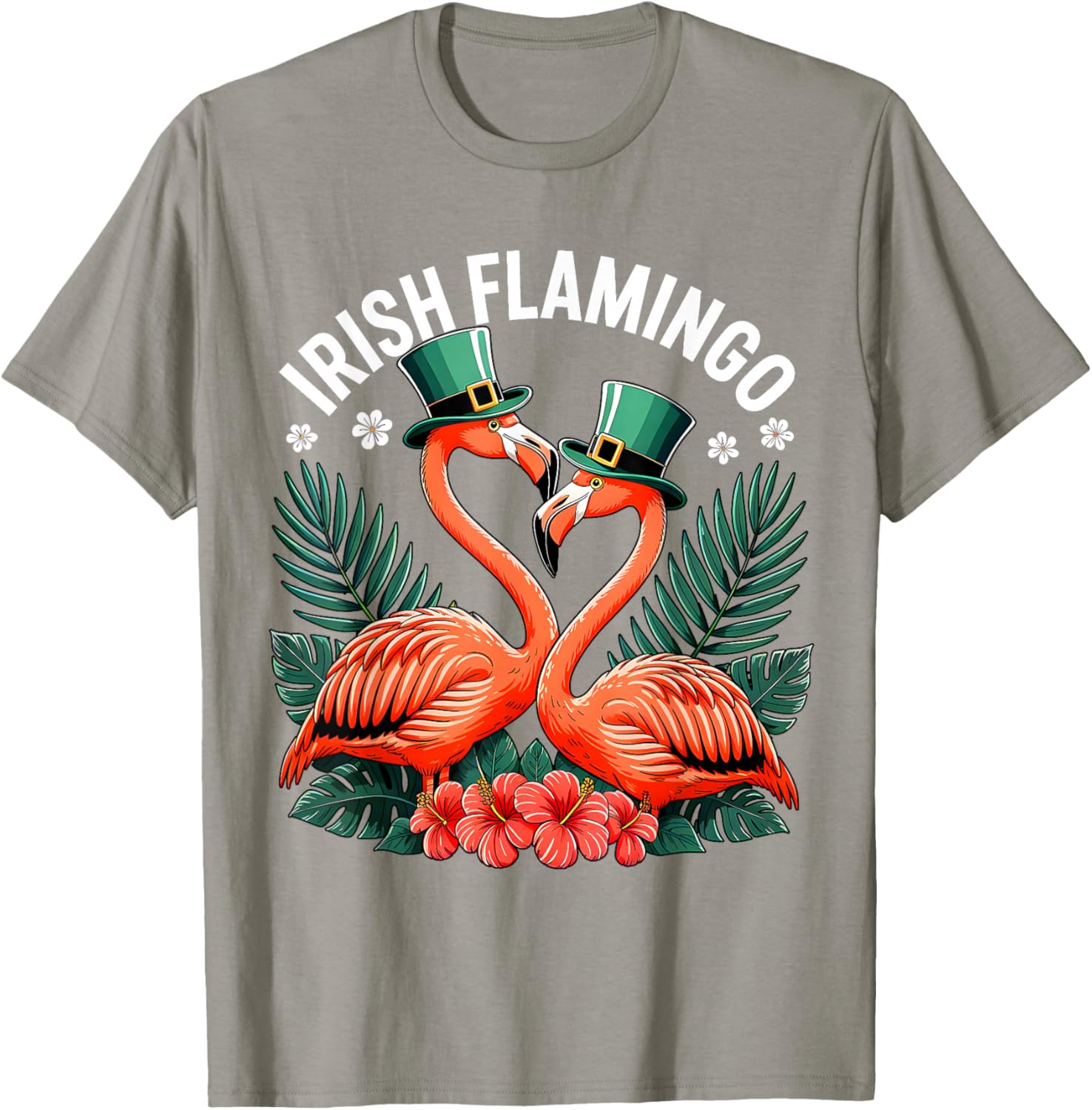 Irish Flamingo St Patricks Day Cute Flamingo Lover Men Women T-Shirt - T-Shirt | Sand