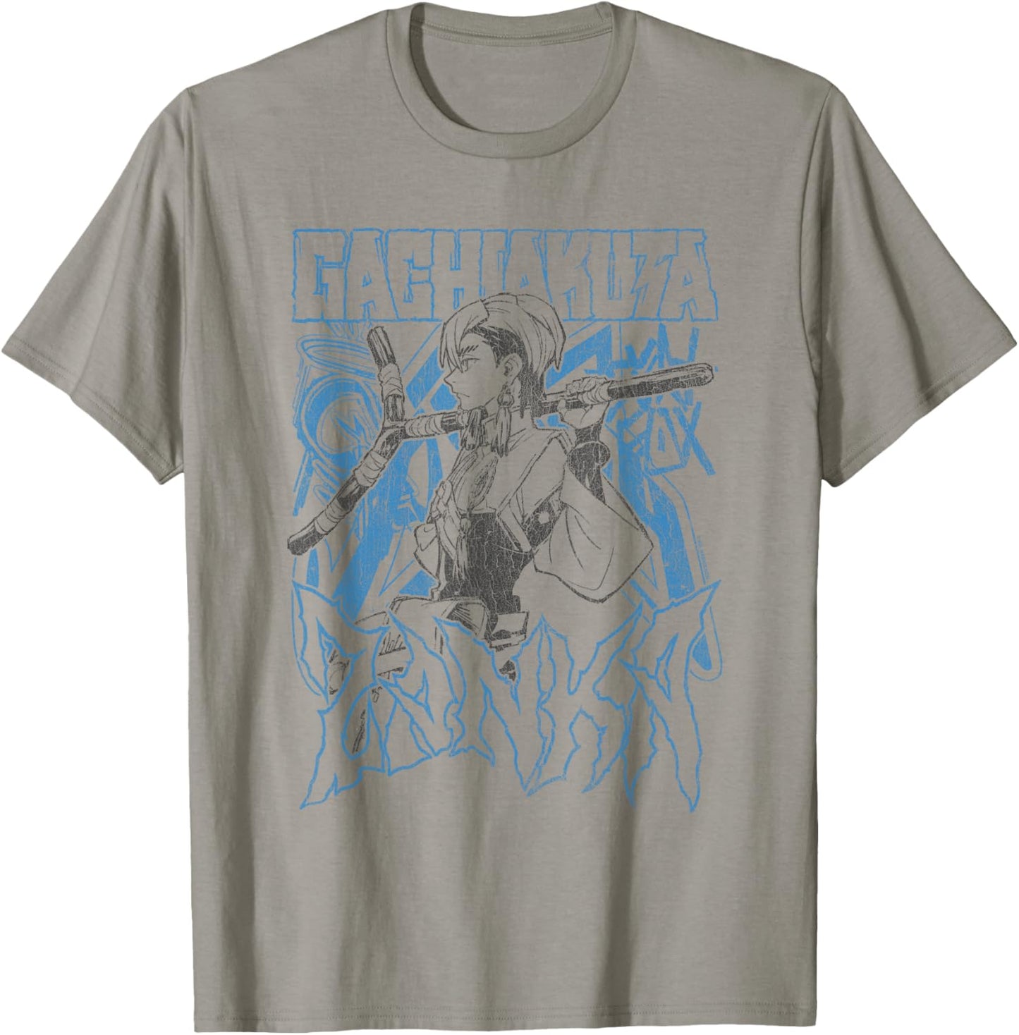 Zanka Pose with Blue Logo Graffiti Anime T-Shirt - T-Shirt | Sand