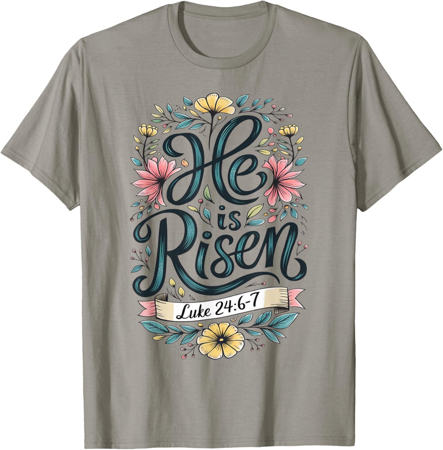 He Is Risen Easter Floral Jesus Christian Easter Women Girls T-Shirt - T-Shirt | Sand