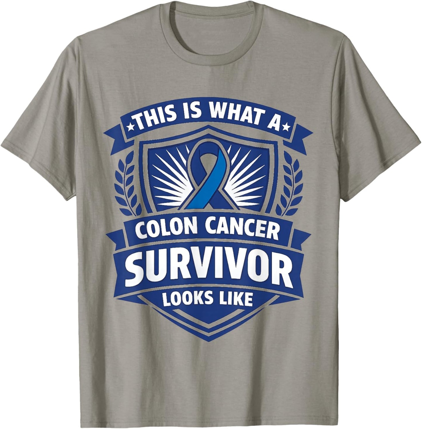 Colon Cancer Survivor Awareness Blue Support Ribbon T-Shirt - T-Shirt | Sand