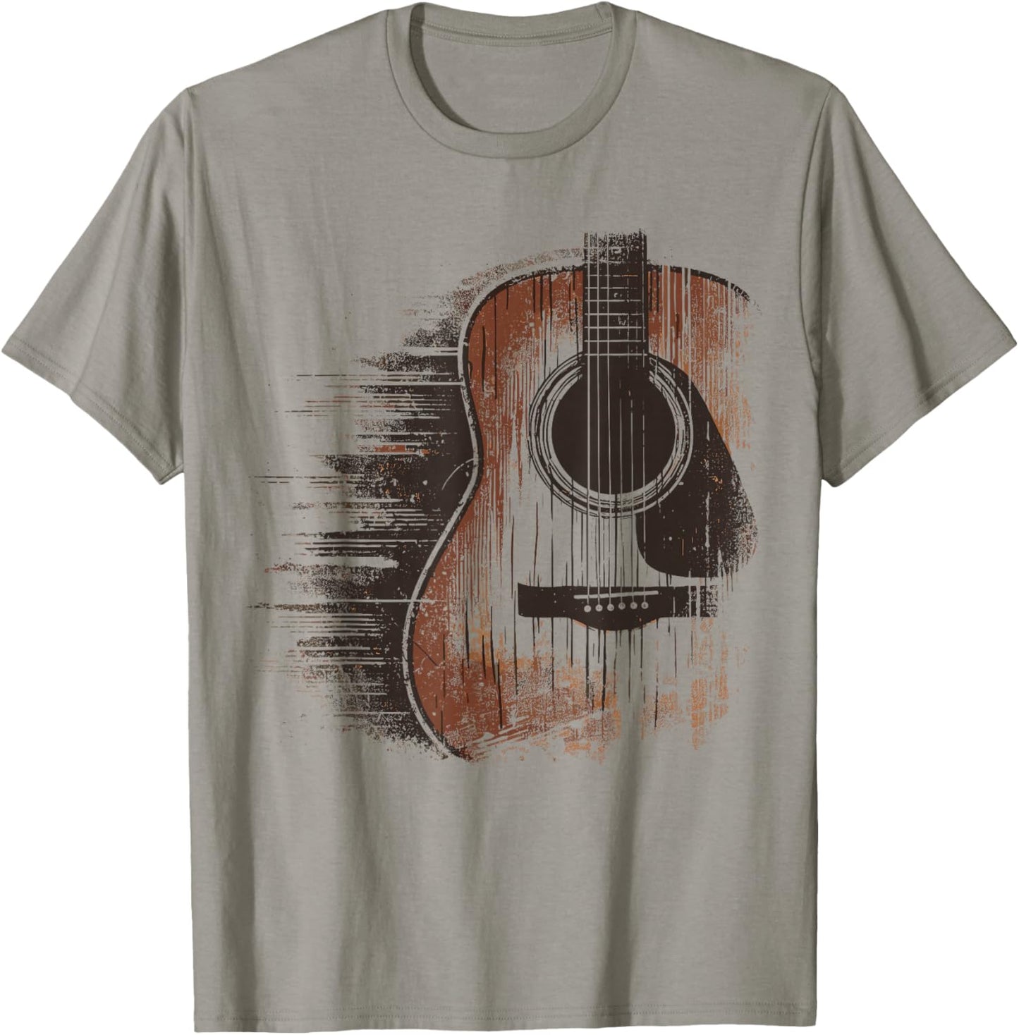 Musician Guitarist Distressed Acoustic Guitar , -Adults, Blue, Small, Short Sleeve T-Shirt - T-Shirt | Sand