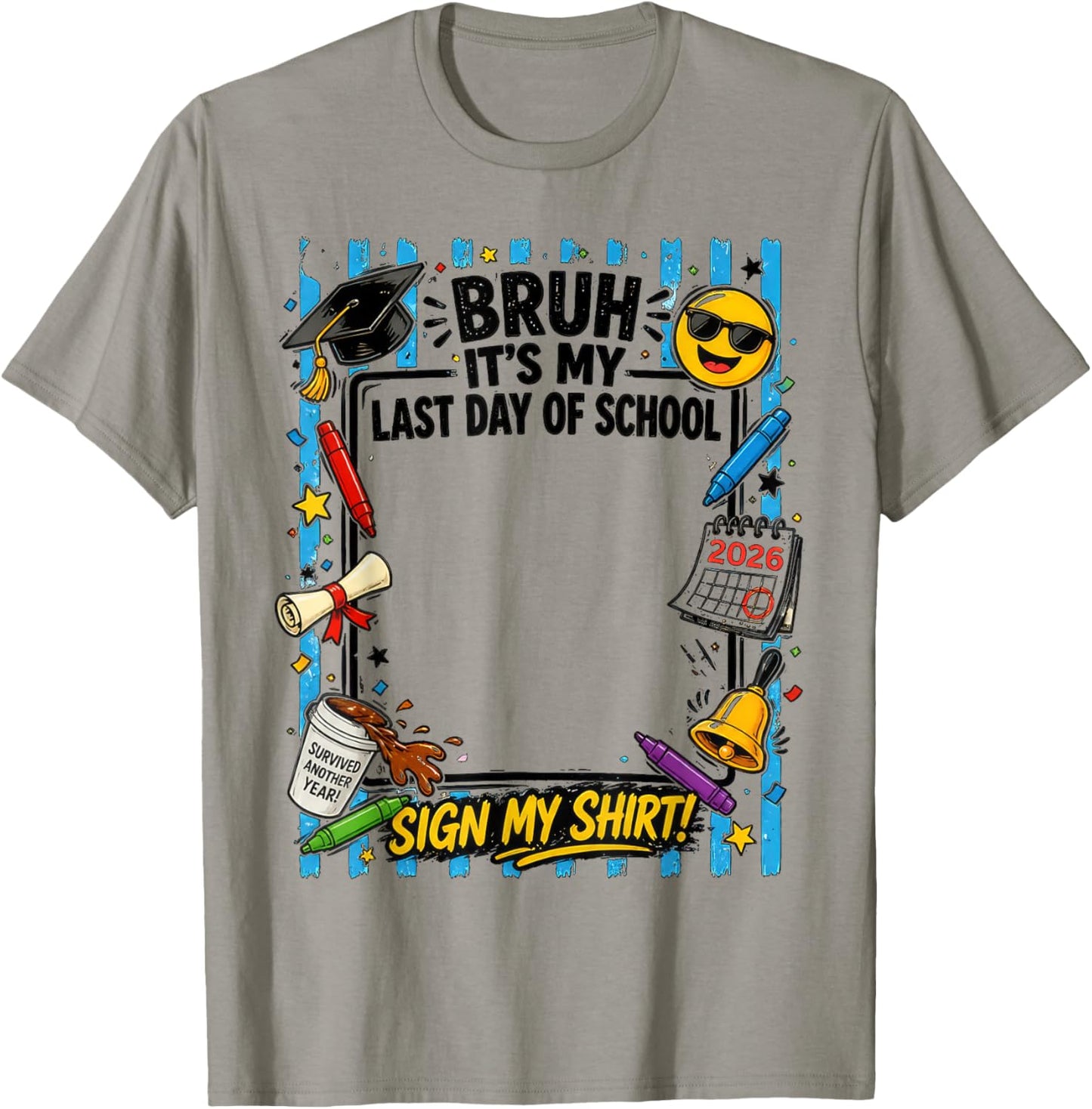 Bruh Its My Last Day of School Funny Last Day Retro Kids Boy T-Shirt - T-Shirt | Sand