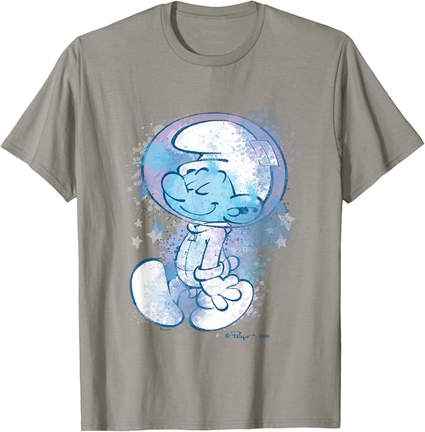 The Smurfs Cute Smurf Astronaut Paint Splash Chest Portrait T-Shirt - T-Shirt | Sand