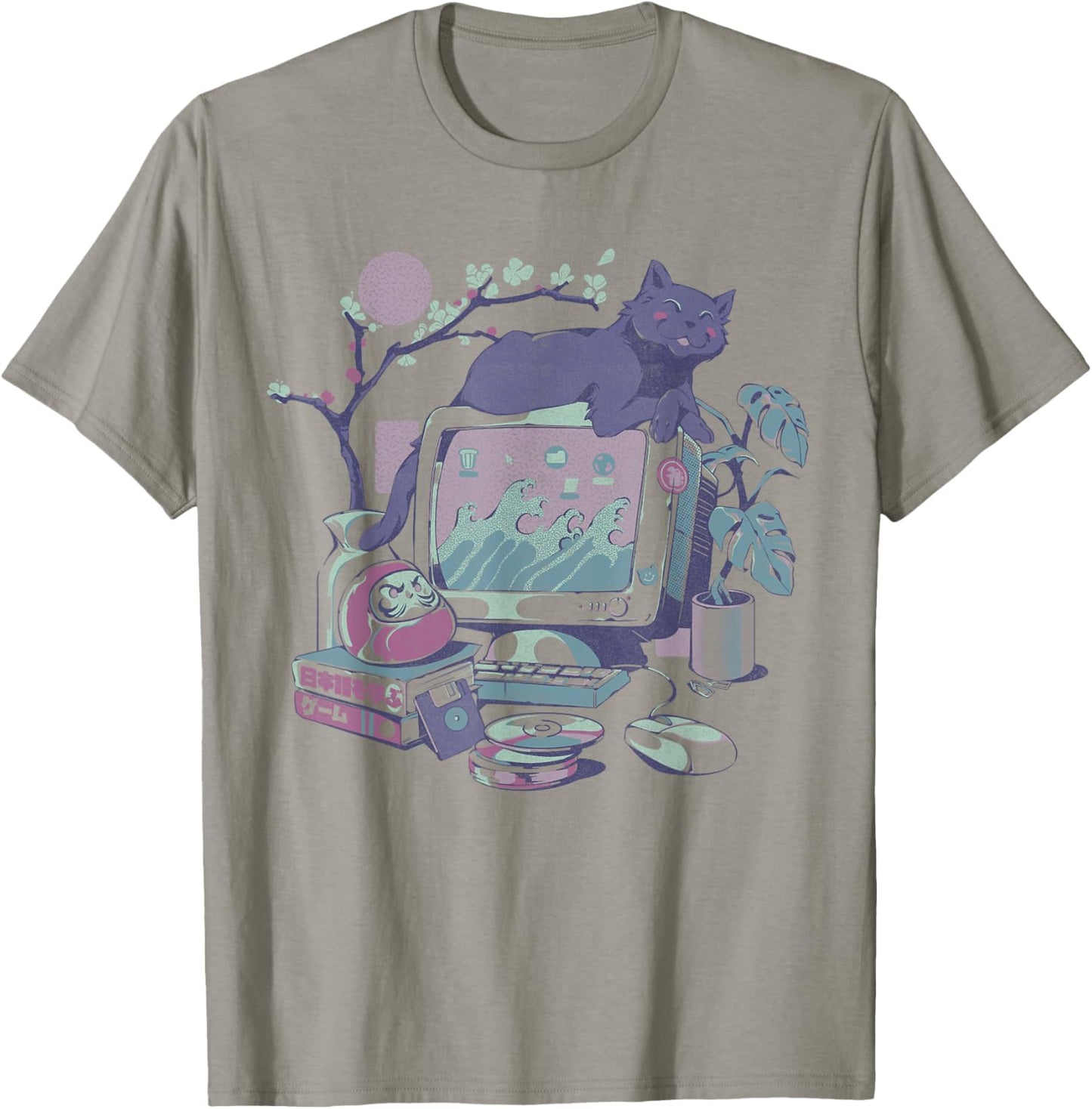 Vaporwave Desktop Collection Vintage Japanese Aesthetics T-Shirt - T-Shirt | Sand