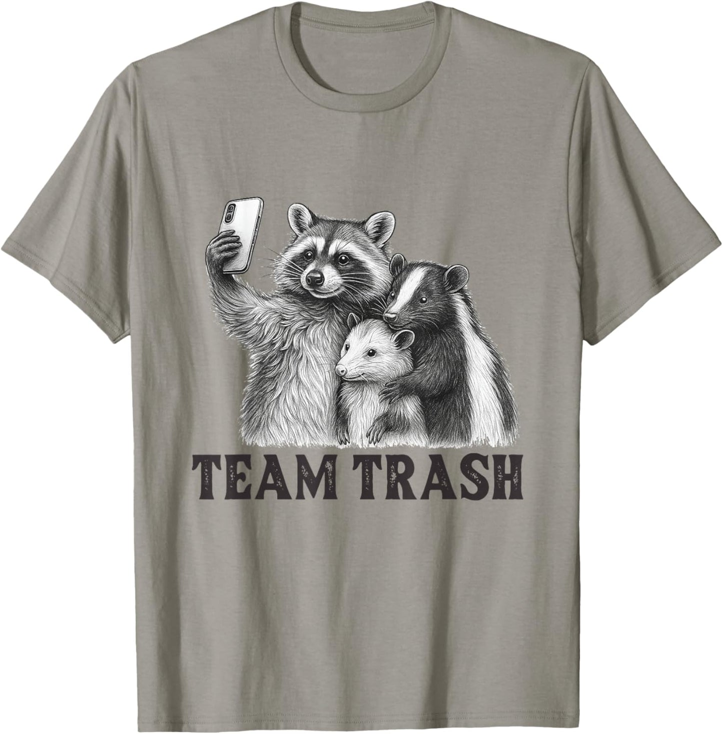 Team Trash Raccoon Opossum Skunk Sunglasses Feral Cats T-Shirt - T-Shirt | Sand