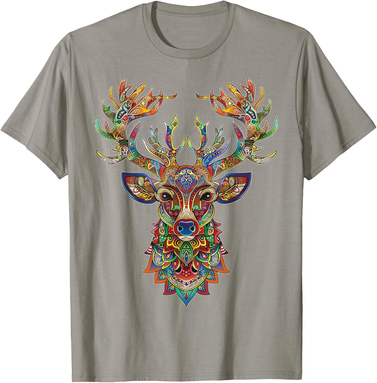 Reindeer Motif Artwork Reindeer T-Shirt - T-Shirt | Sand