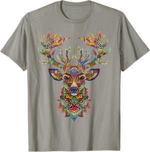 Reindeer Motif Artwork Reindeer T-Shirt - T-Shirt | Sand