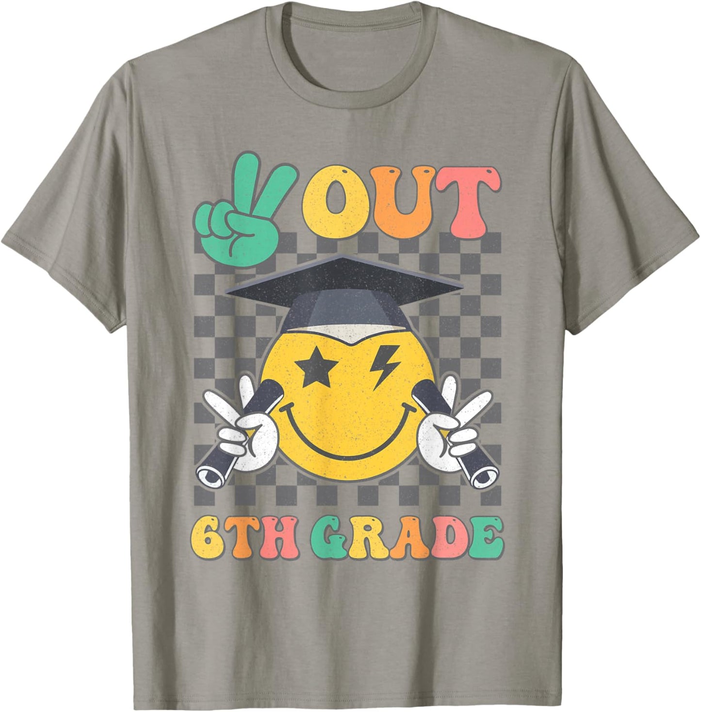 Groovy Peace Out 6th Grade Last Day of School Sixth Grade T-Shirt - T-Shirt | Sand