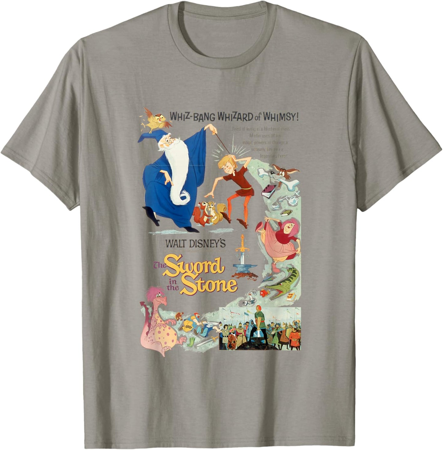 Disney The Sword in The Stone Iconic Retro Big Chest Poster T-Shirt - T-Shirt | Sand