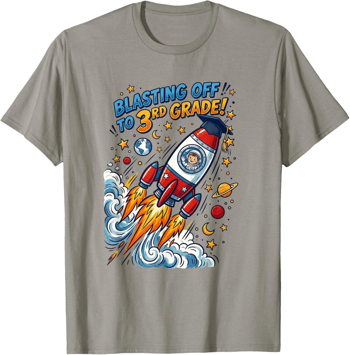 Blasting Off to 3rd Grade Rocket Second Grade Graduation T-Shirt - T-Shirt | Sand