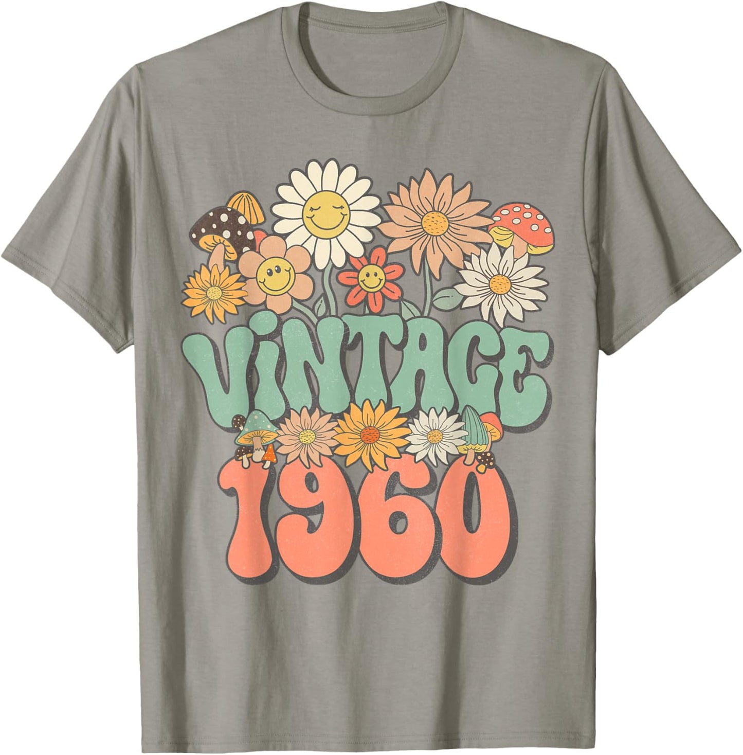 Vintage 1960 Daisy Hippie Groovy Wildflower 65th Birthday T-Shirt - T-Shirt | Sand