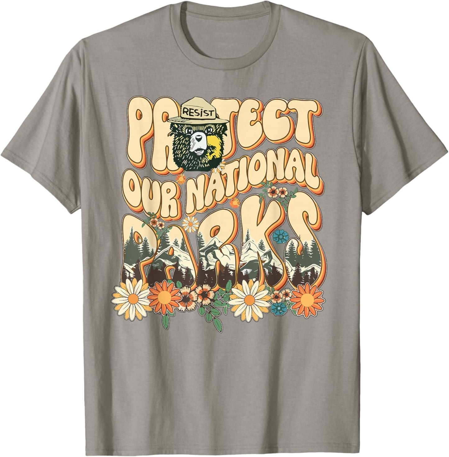 Floral Protect Our National Parks Retro Nature Conservation T-Shirt - T-Shirt | Sand