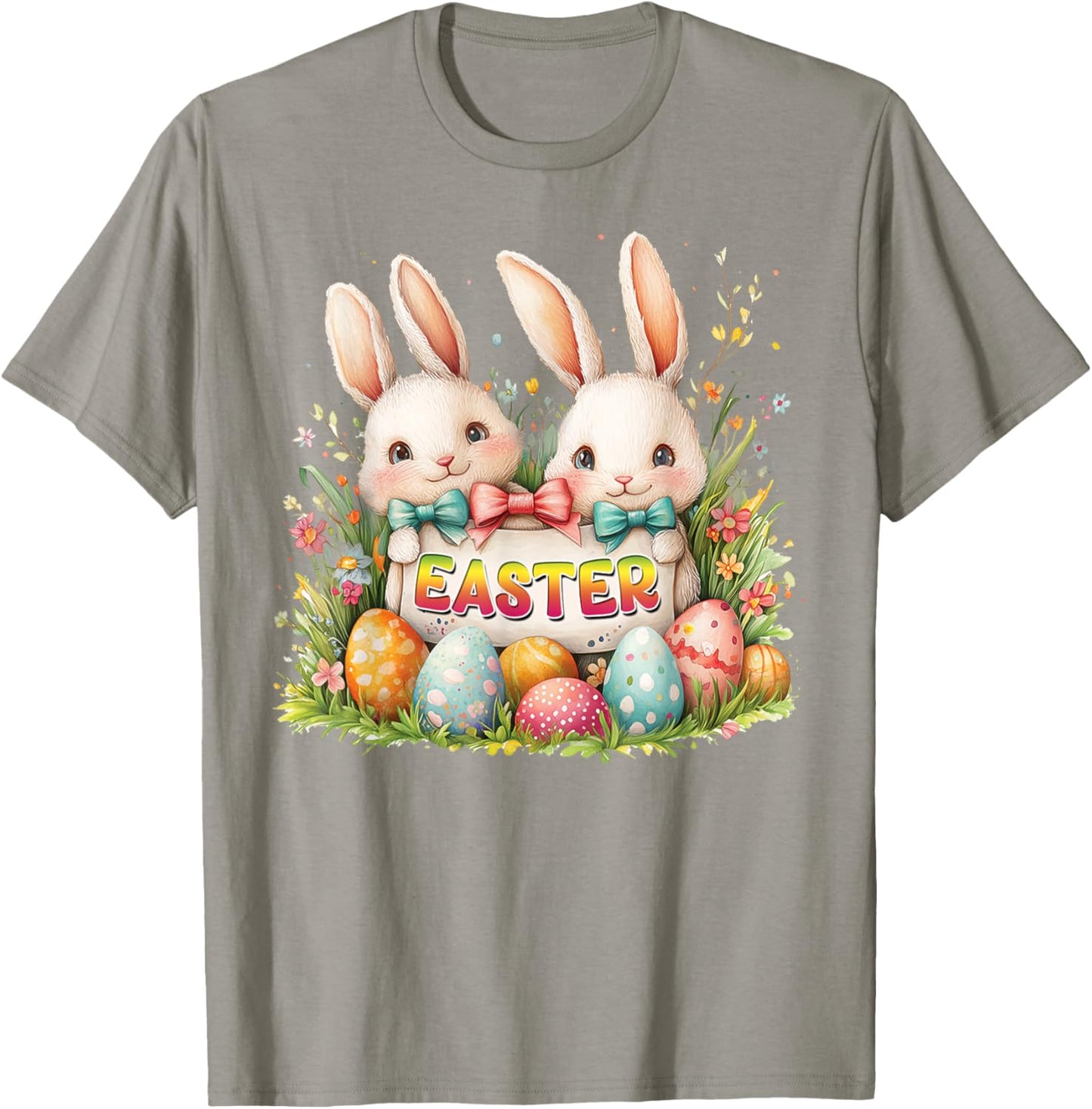 Happy Easter Day - Cute Easter Egg Fun - Couple Bunny Easter T-Shirt - T-Shirt | Sand