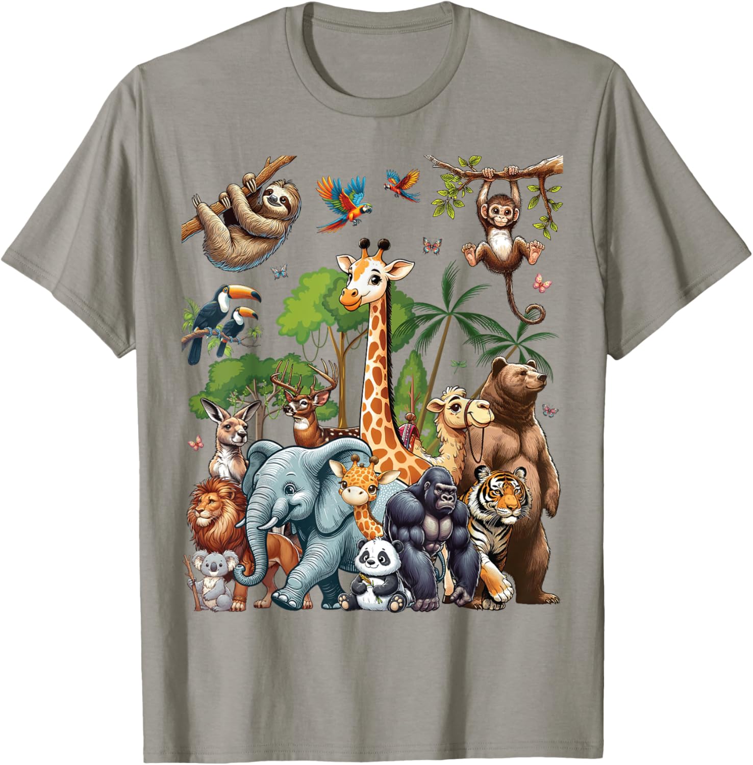 Zoo Animals Wildlife Safari Jungle Zoo Birthday Party T-Shirt - T-Shirt | Sand