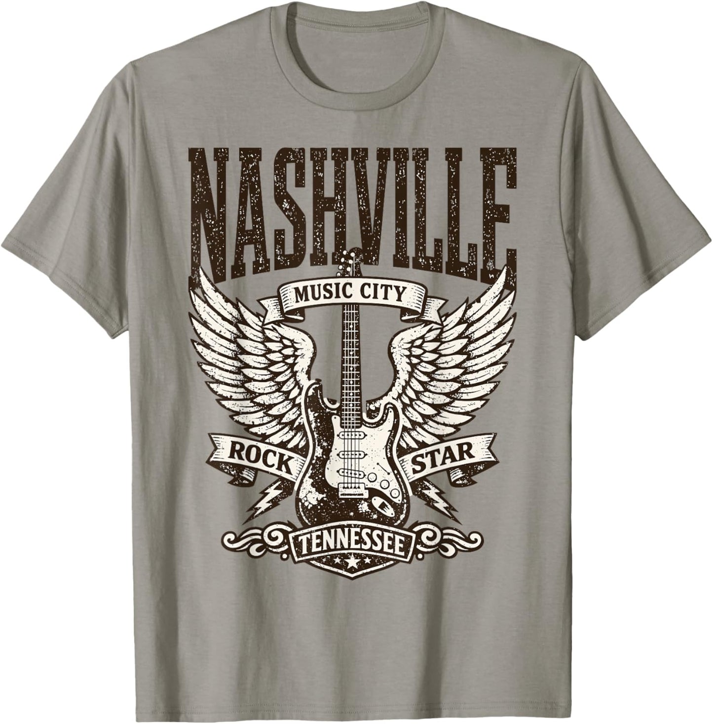 Nashville Country Music 80's Rock Star : Tennessee USA Retro T-Shirt - T-Shirt | Sand