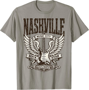 Nashville Country Music 80's Rock Star : Tennessee USA Retro T-Shirt - T-Shirt | Sand