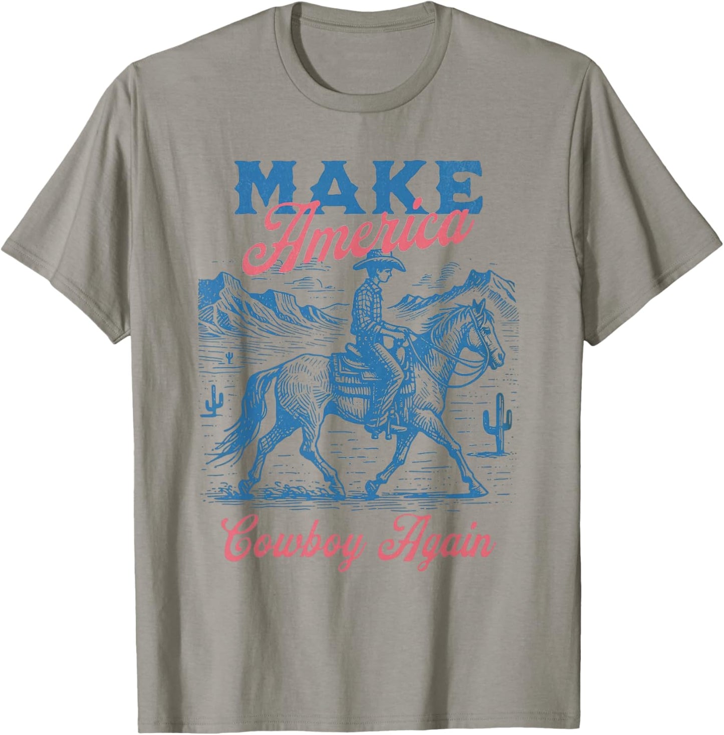 Make America Western Cowboy Again Retro 4th Of July T-Shirt - T-Shirt | Sand