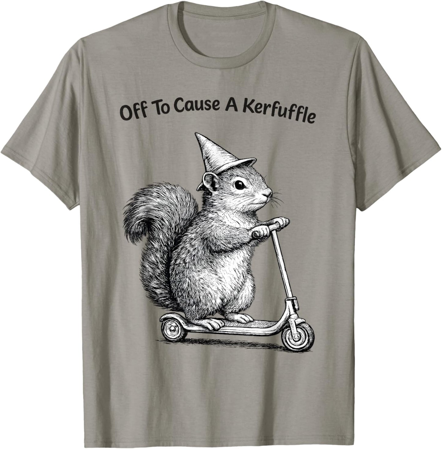 Off to Cause A Kerfuffle Squirrel T-Shirt - T-Shirt | Sand
