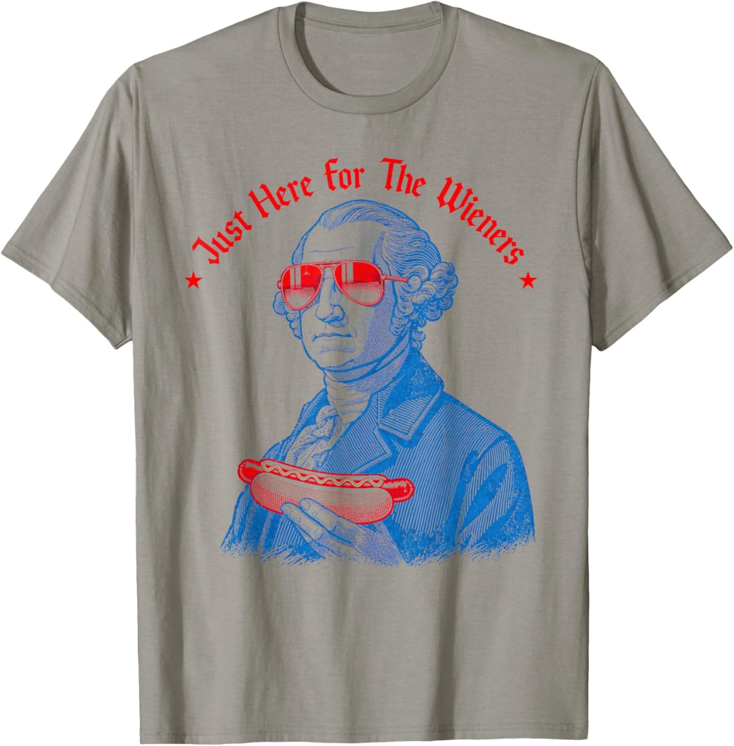 Im Just Here for The Wieners Funny Hotdog 4th July Men Women T-Shirt - T-Shirt | Sand