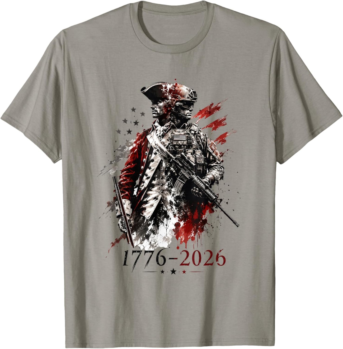 1776-2026 Patriotic Soldier 250th Anniversary 4th July T-Shirt - T-Shirt | Sand