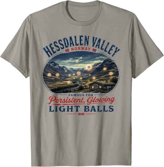 Hessdalen Valley Norway - Vintage Glowing Light Balls UFO T-Shirt - T-Shirt | Sand