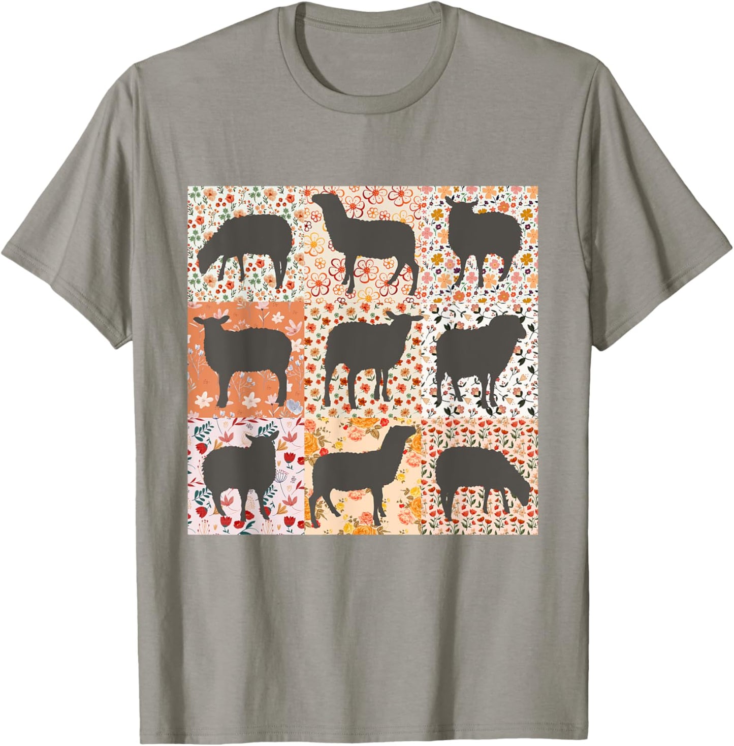 Sheep Lover Sheep Mom Sheep Mama Farmer Floral Boho Sheep T-Shirt - T-Shirt | Sand