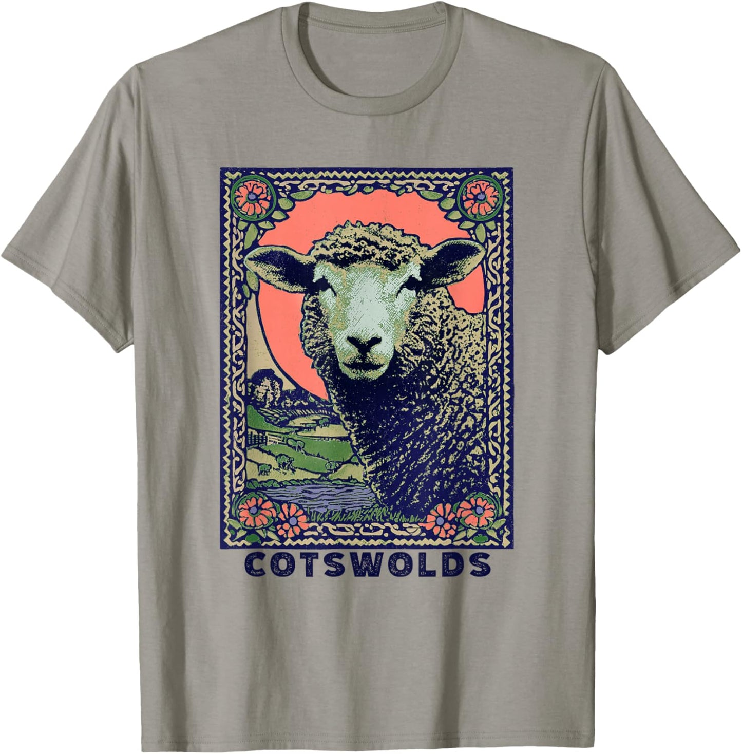 Cotswolds England UK Sheep Vintage Design Women Gardener's T-Shirt - T-Shirt | Sand