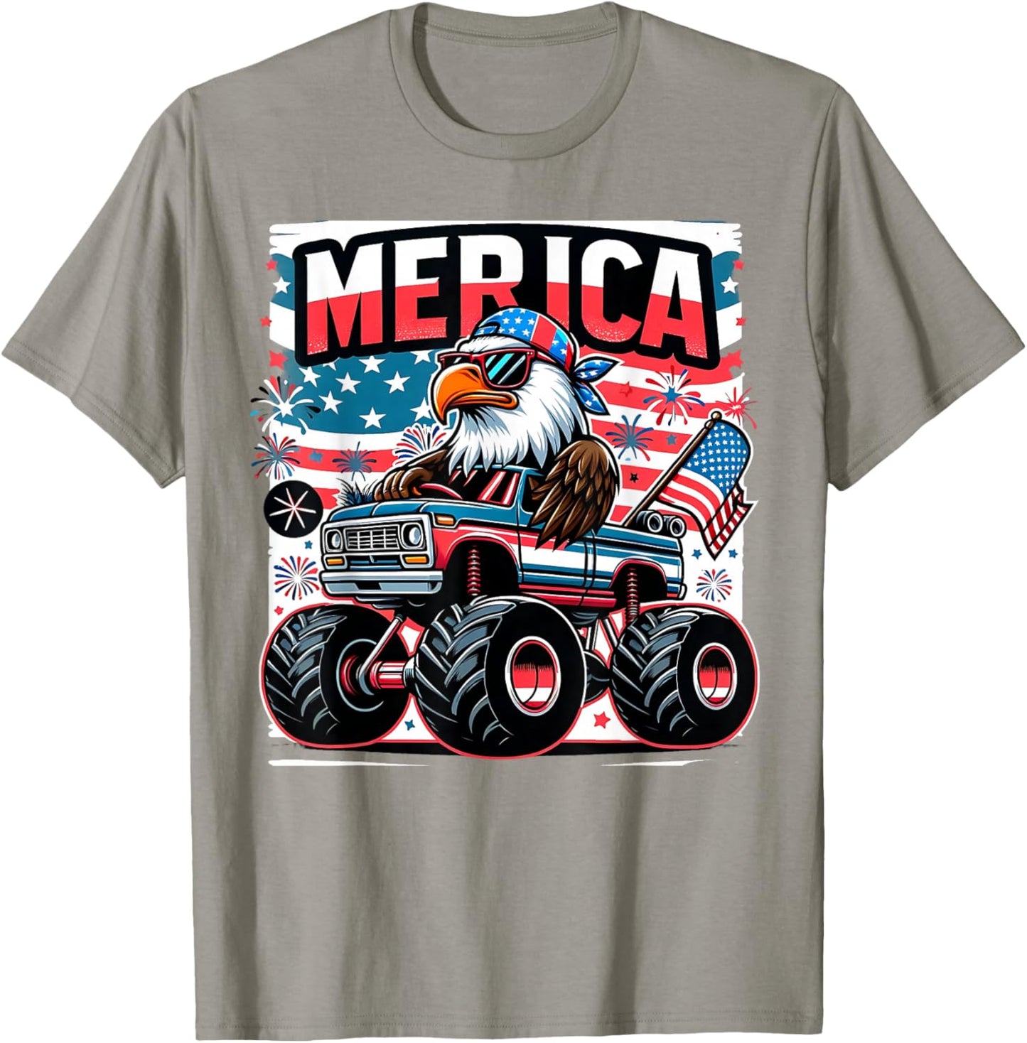 Merica 4th of July Shirts Boys Kids American Flag Eagle USA T-Shirt - T-Shirt | Sand
