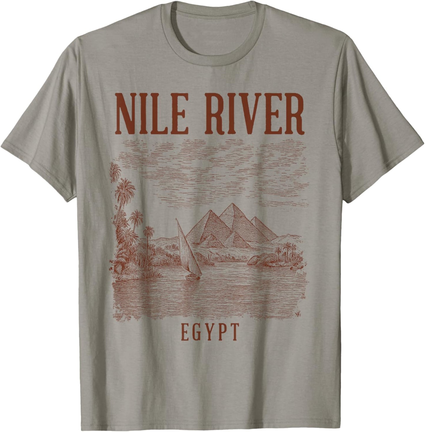 Nile River Egypt Traveling Nature Lover Exploring Pyramid T-Shirt - T-Shirt | Sand