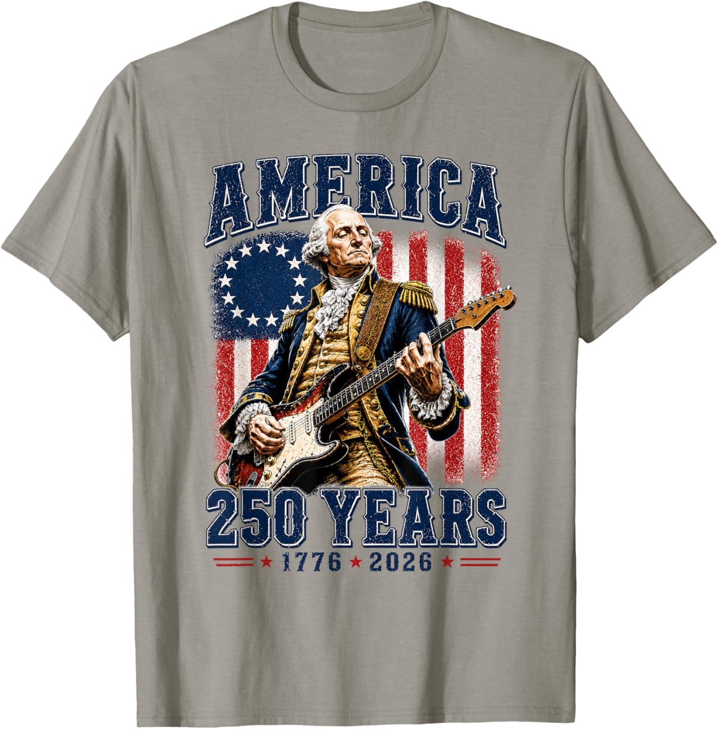 Vintage George Washington Playing Guitar 250 Years T-Shirt - T-Shirt | Sand