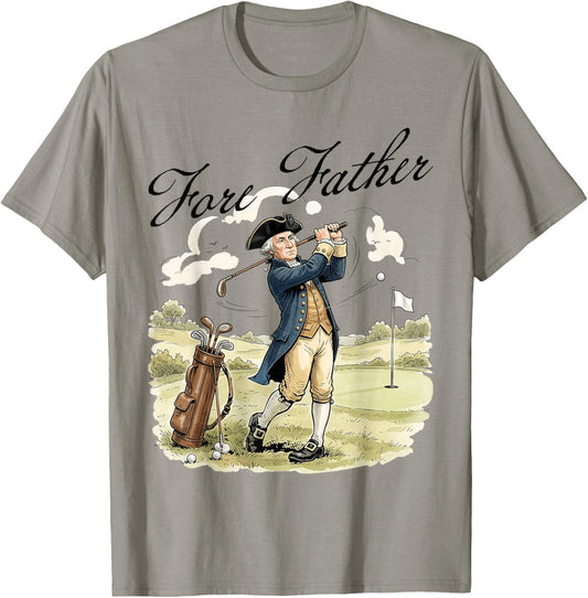 Fore Father George Washington Funny Golf Pun Father's Day T-Shirt - T-Shirt | Sand