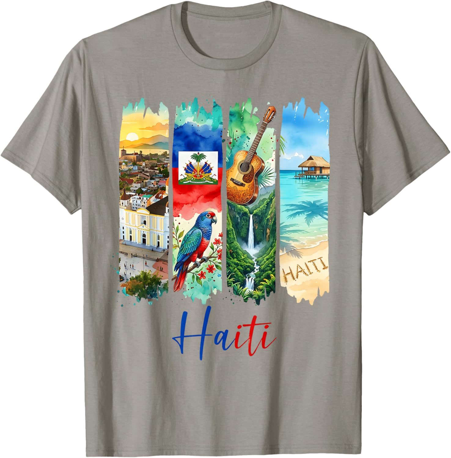Haitian Travel Trip Brushstroke Bukhara Caribbean Souvenir T-Shirt - T-Shirt | Sand