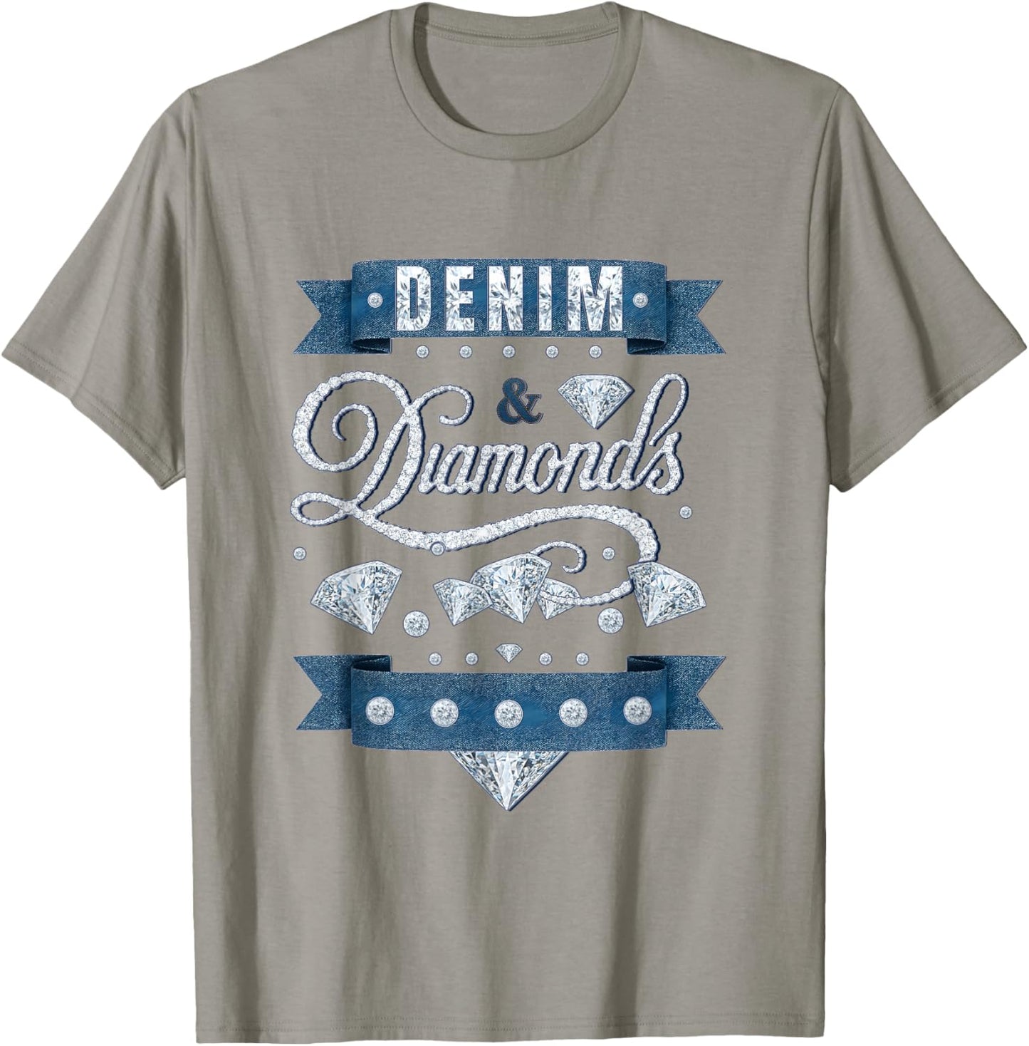 Denim and Diamonds Western Cowgirl Glam Style Men T-Shirt - T-Shirt | Sand