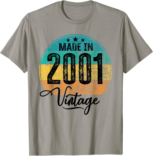 Birthday Vintage Birth Year 2001 Birthday T-Shirt - T-Shirt | Sand