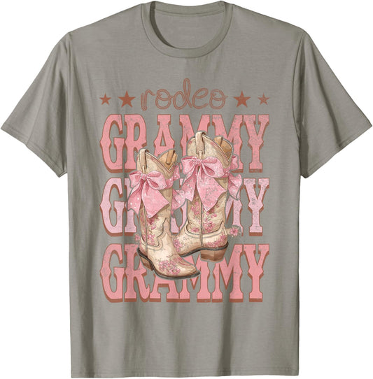 Rodeo Grammy Pink Boots Coquette Cow-Girl Birthday Party T-Shirt - T-Shirt | Sand