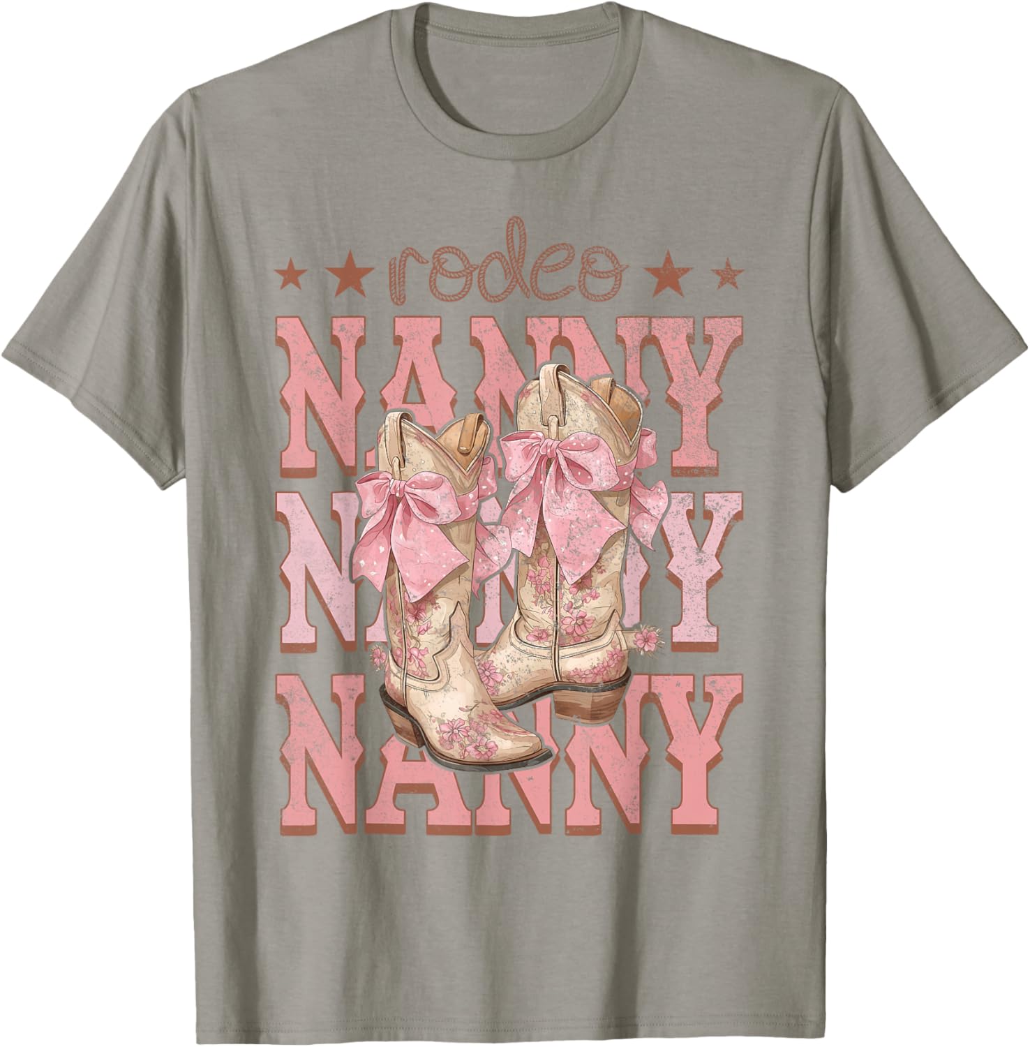 Rodeo Nanny Pink Boots Coquette Cow-Girl Birthday Party T-Shirt - T-Shirt | Sand