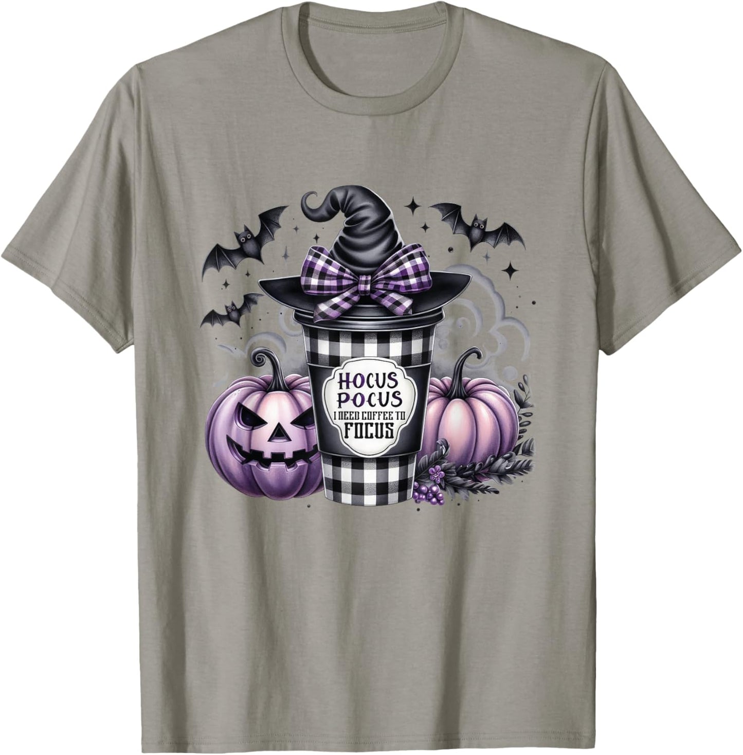 Hocus Pocus I Need Coffee To Focus Halloween Witch Costume T-Shirt - T-Shirt | Sand