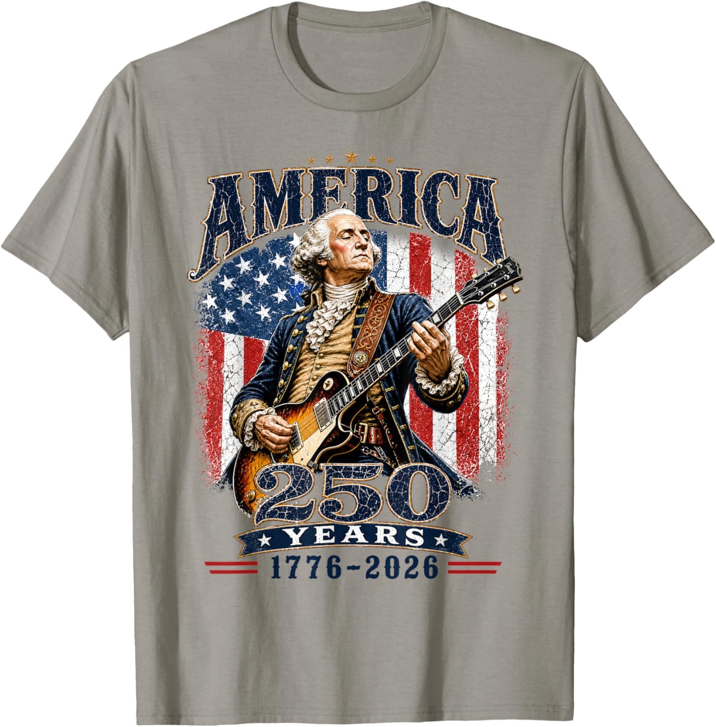 Vintage George Washington Playing Guitar 250 Years T-Shirt - T-Shirt | Sand