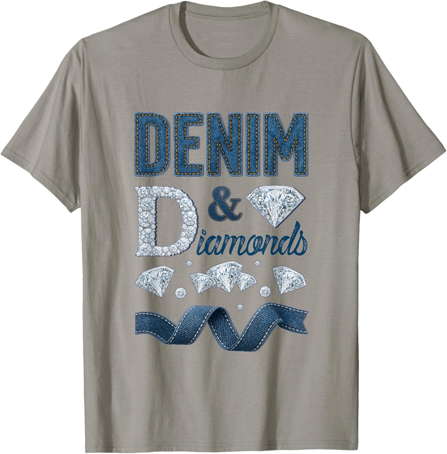 Denim and Diamonds Western Cowgirl Glam Style Men T-Shirt - T-Shirt | Sand