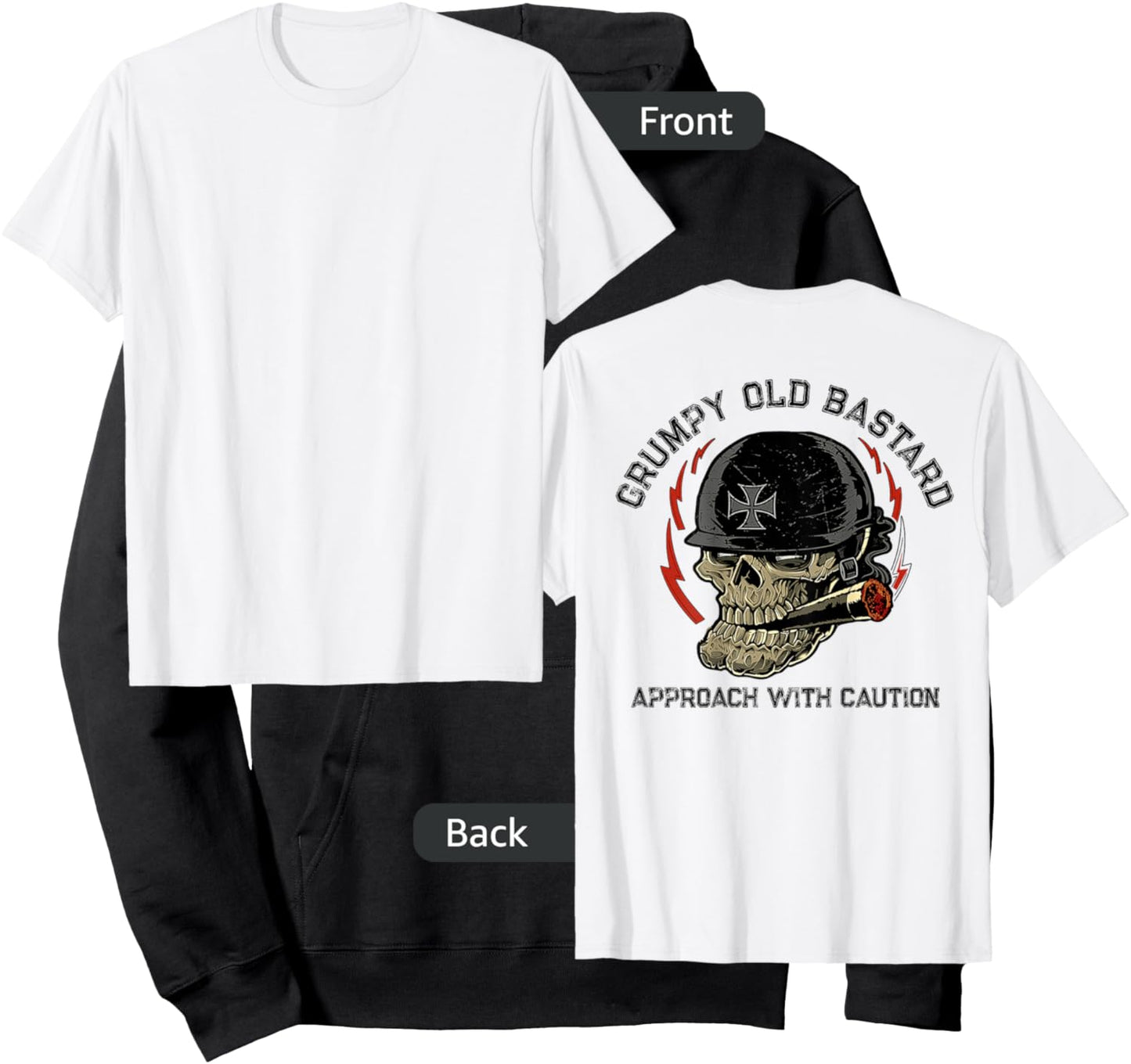Grumpy Old Bastard Approach With Caution (on back) Hoodie - Hoodie | Black